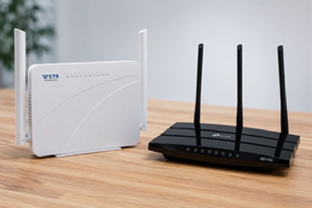 Kuvassa vanhat päätelaitemallit CTS ja TP-link,